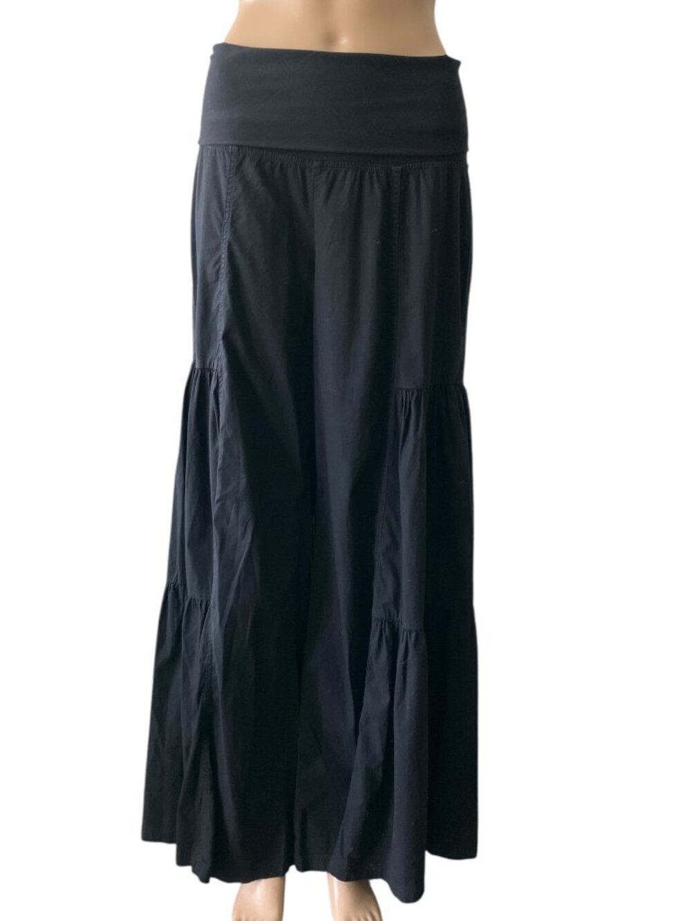 Wearables Black Wide Leg Tiered W/ Pleats Boho Pants